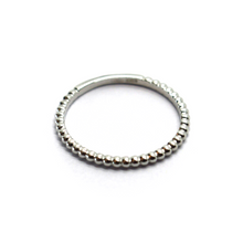 Load image into Gallery viewer, SOLID 18K WHITE GOLD RING, SMALL THIN 1mm SPHERES BALLS ROW, SMOOTH BRIGHT.
