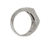 Load image into Gallery viewer, 18K WHITE GOLD MAN BAND 6mm THICK RING MODERN SQUARED RECTANGULAR BLACK ONYX.
