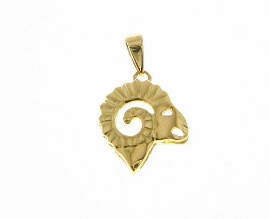 solid 18k yellow gold zodiac sign pendant, zodiacal charm, aries, made in Italy.
