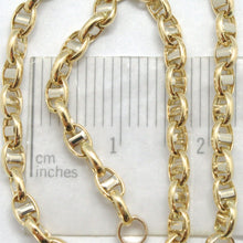 Load image into Gallery viewer, 18k yellow white gold 3 mm navy mariner oval bracelet 7.50 inches 19 cm
