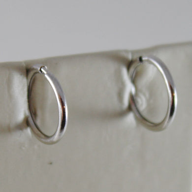 18k white gold earrings mini circle hoop 10 mm 0.39 in diameter made in Italy.