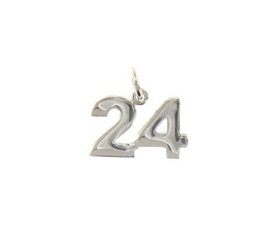 18k white gold number 24 twenty four small pendant charm, 0.4