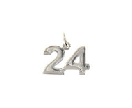 18k white gold number 24 twenty four small pendant charm, 0.4