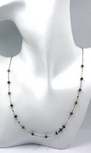 Load image into Gallery viewer, 18K WHITE GOLD 18.5&quot; NECKLACE CROSS RED YELLOW GREEN TOURMALINE SPIRAL SINGAPORE.
