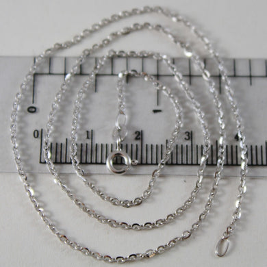 18k white gold chain mini 1.5 mm rolo oval mirror link 17.70 inch. made in Italy.