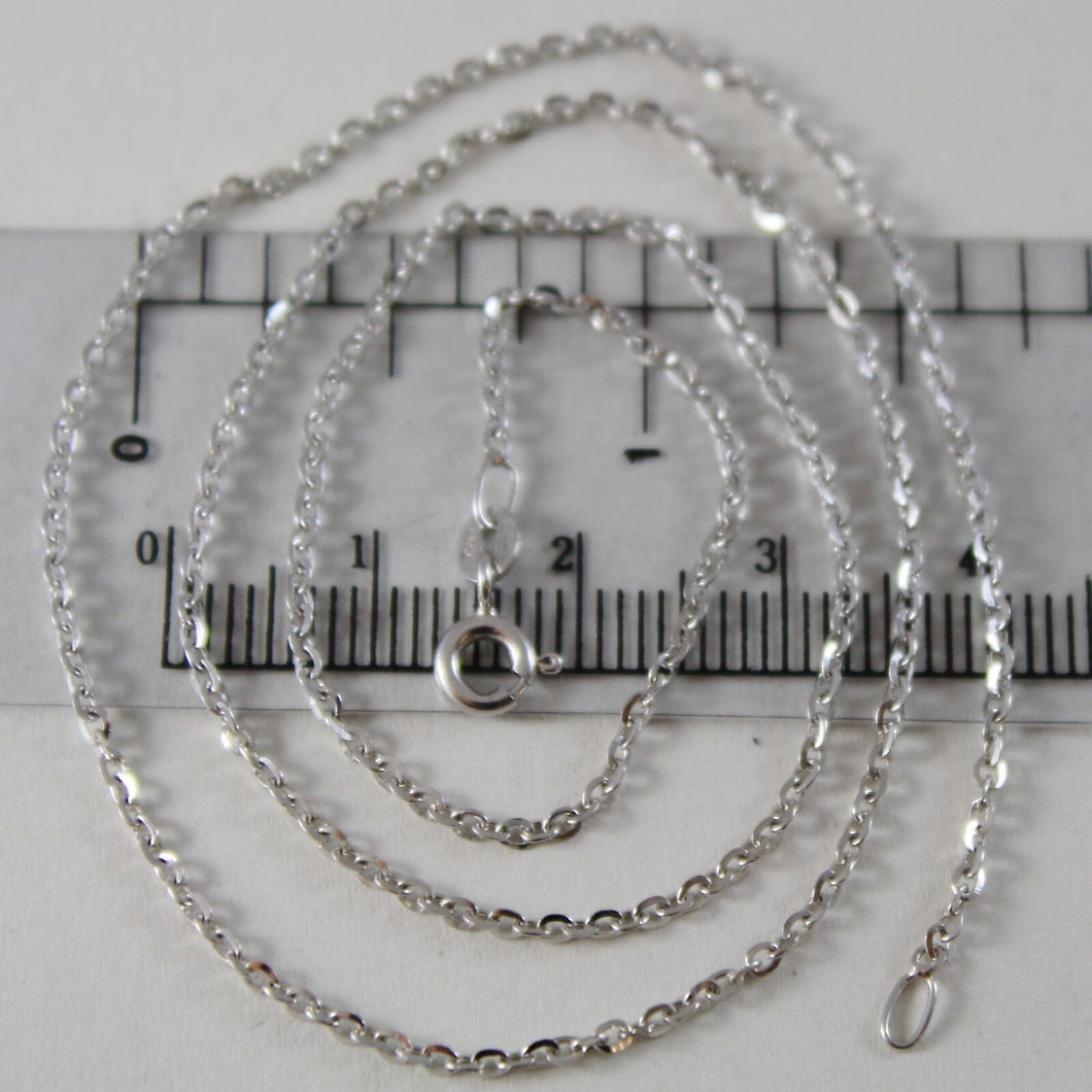 18k white gold chain mini 1.5 mm rolo oval mirror link 17.70 inch. made in Italy.