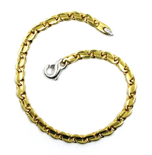 Load image into Gallery viewer, solid 18k yellow white gold bracelet flat 4.5mm infinite figure 8 oval wave link.
