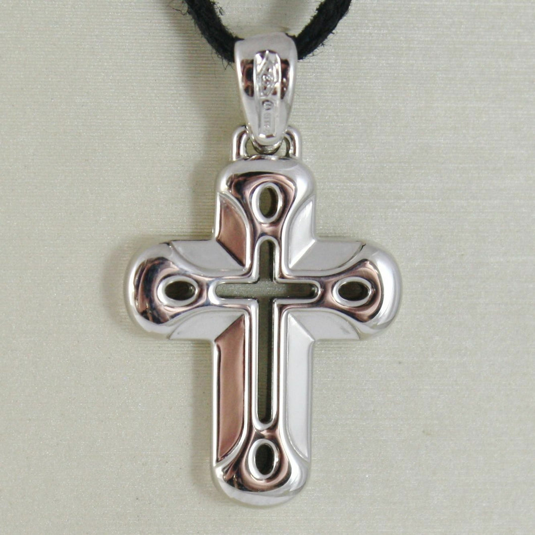 18k white gold cross very shiny and luster,  perforated made in Italy 0.91 in