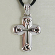 18k white gold cross very shiny and luster,  perforated made in Italy 0.91 in.