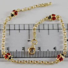 Load image into Gallery viewer, 18k yellow gold girl bracelet 6.70 glazed ladybird ladybug enamel, made in Italy.
