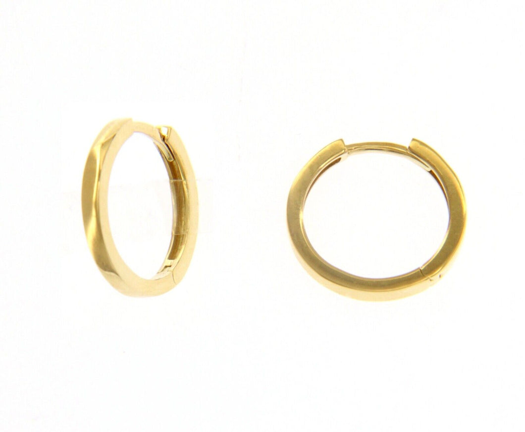 18K YELLOW GOLD HOOPS CIRCLE EARRINGS DIAMETER 15mm SQUARE TUBE THICKNESS 1.5mm.