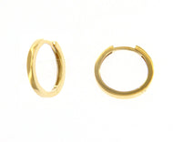 18K YELLOW GOLD HOOPS CIRCLE EARRINGS DIAMETER 15mm SQUARE TUBE THICKNESS 1.5mm.