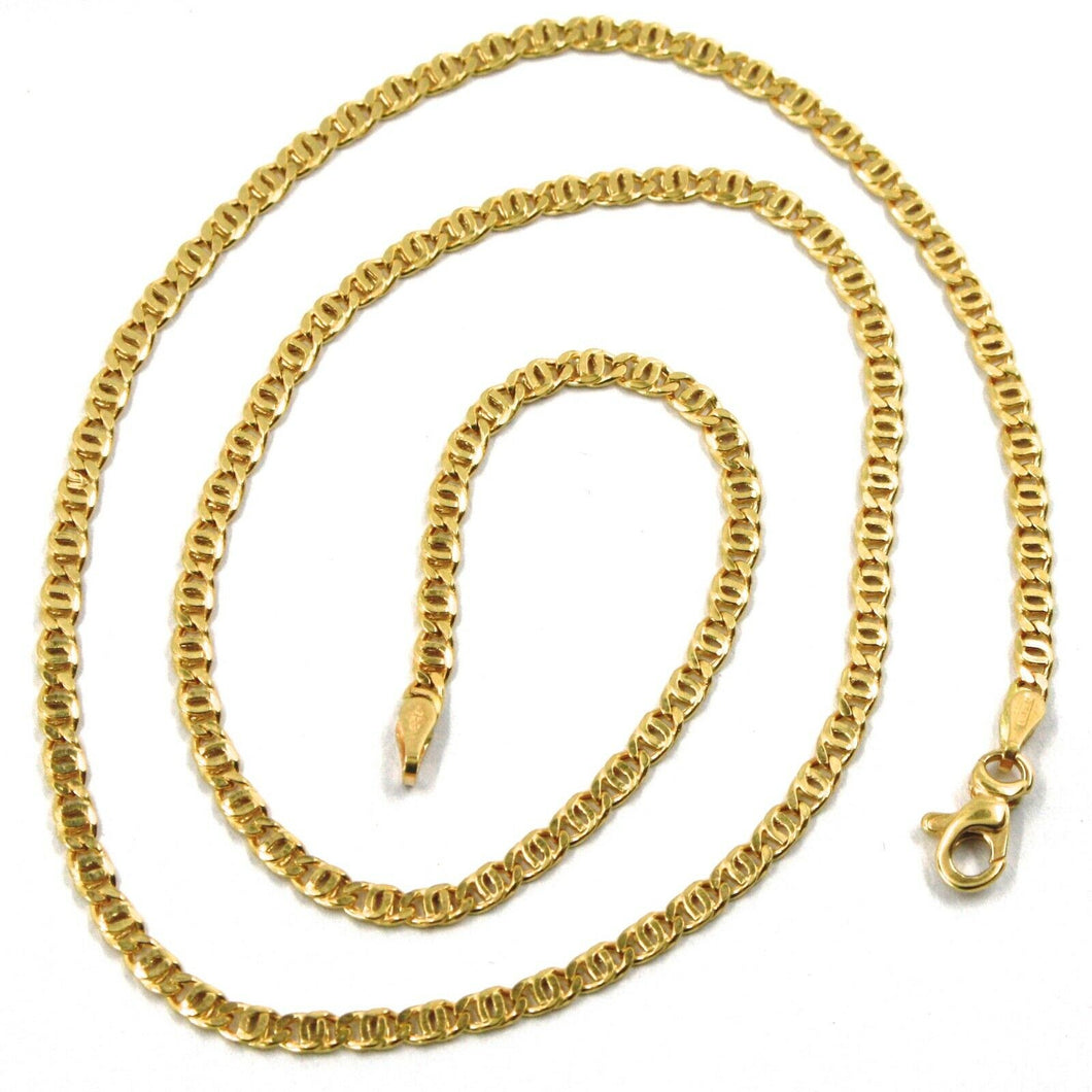 18k yellow gold chain, 2.5mm, 24 inches, flat tiger eye links, made in italy