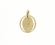 18K YELLOW GOLD PENDANT OVAL MEDAL JESUS FACE THORNS ENGRAVABLE MADE IN ITALY.