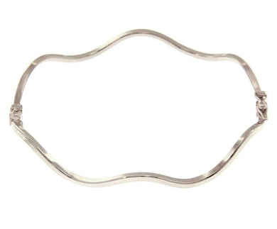 18K WHITE GOLD BRACELET ONDULATE BANGLE 2mm SQUARE TUBE, SMOOTH, SAFETY CLOSURE.