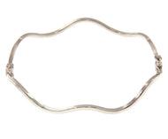 18K WHITE GOLD BRACELET ONDULATE BANGLE 2mm SQUARE TUBE, SMOOTH, SAFETY CLOSURE.