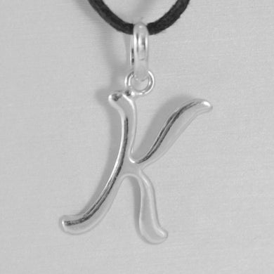 18k white gold pendant charm initial letter K, made in Italy 0.9 inches, 22 mm.