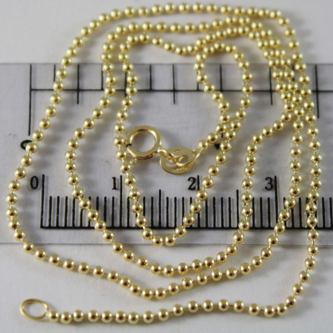 18K YELLOW GOLD CHAIN MINI BALLS BALL SPHERES 1.5 MM, 15.45 INCH, MADE IN ITALY.