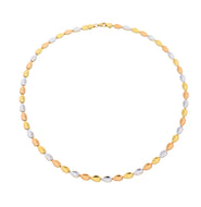 18K YELLOW WHITE ROSE GOLD FLAT ALTERNATE 5mm DROPS PETALS CHOKER 16.5
