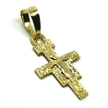 Load image into Gallery viewer, 18K YELLOW GOLD FLAT SAINT DAMIANO CROSS PENDANT, 1.9 CM, 0.75&quot;, SAINT FRANCIS
