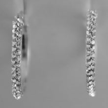 Load image into Gallery viewer, 18k white gold circle hoops earrings with zirconia bright
