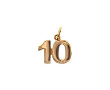 Cargar imagen en el visor de la galería, 18k rose gold number 10 ten small pendant charm, 0.4&quot;, 10mm.
