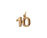 18k rose gold number 10 ten small pendant charm, 0.4