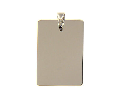 18K WHITE GOLD MEDAL PENDANT, SQUARE, SMOOTH, 17x24mm possibility of engraving.