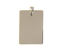18K WHITE GOLD MEDAL PENDANT, SQUARE, SMOOTH, 17x24mm possibility of engraving.