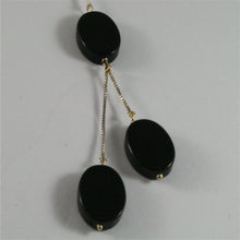 Load image into Gallery viewer, SOLID 18K WHITE GOLD PENDANT, 2,56 3,15 INCHES, BLACK ONYX DROPS, VENETIAN LINK.
