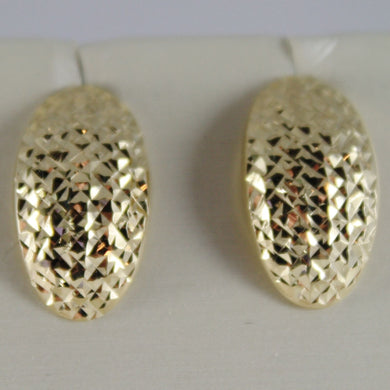 SOLID 18K YELLOW GOLD PENDANT OVAL EARRINGS FINELY WORKED, BRIGHT MADE IN ITALY.