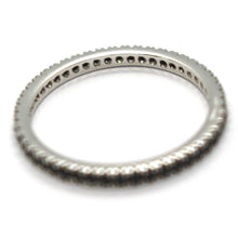 Load image into Gallery viewer, 18k white gold thin eternity band ring, black cubic zirconia, thickness 2 mm.
