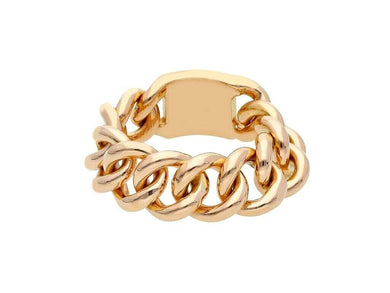18k rose gold smooth gourmette 8mm ring, band, made in Italy.