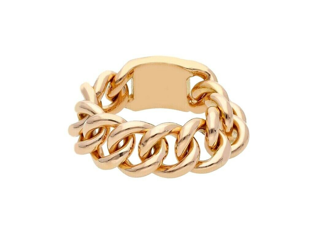 18k rose gold smooth gourmette 8mm ring, band, made in Italy