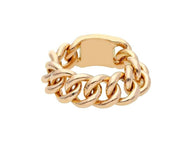 18k rose gold smooth gourmette 8mm ring, band, made in Italy.
