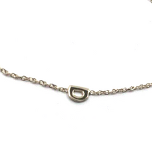 Load image into Gallery viewer, 18k white gold rolo thin bracelet with central small 5mm letter initial D.
