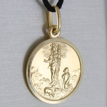 Load image into Gallery viewer, solid 18k yellow gold Madonna Our Virgin Mary Lady of the Guard 17 mm round medal pendant very detailed.
