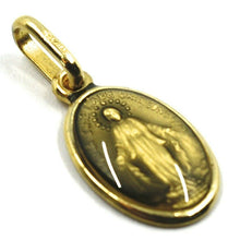 Load image into Gallery viewer, SOLID 18K YELLOW OVAL GOLD MEDAL, VIRGIN MARY 13mm, MIRACULOUS, BROWN ENAMEL.
