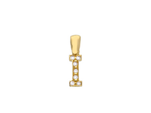 Load image into Gallery viewer, 18K YELLOW GOLD SMALL 10mm 0.4&quot; PENDANT CHARM INITIAL LETTER I &amp; CUBIC ZIRCONIA.
