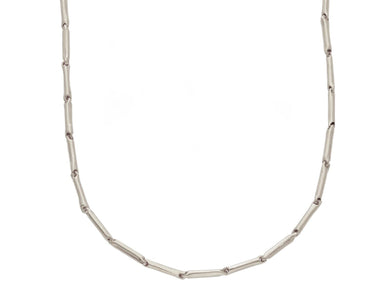 18K WHITE GOLD CHAIN THIN BONE 1.3x8mm ROUNDED TUBE LINK, 17.7