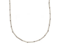18K WHITE GOLD CHAIN THIN BONE 1.3x8mm ROUNDED TUBE LINK, 17.7