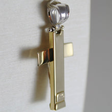Load image into Gallery viewer, 18K YELLOW WHITE GOLD CROSS WITH JESUS, SHINY BRIGHT 1.26 INCHES, MADE IN ITALY

