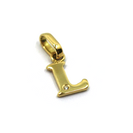 18k yellow gold pendant charm small initial letter L, 10mm, 0.4