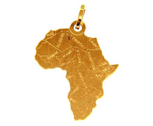 Load image into Gallery viewer, solid flat 18k yellow gold Africa 27 mm 1.1&quot; pendant, map.
