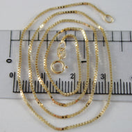 18K YELLOW GOLD CHAIN 1 MM VENETIAN SQUARE LINK 19.68 INCHES, MADE IN ITALY.