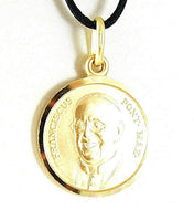SOLID 18K YELLOW GOLD POPE FRANCIS FRANCESCO FRANCISCO 15 MM MEDAL MADE IN ITALY.