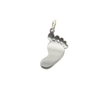 Load image into Gallery viewer, 18k white gold small 15mm 0.6&quot; footprint flat pendant, foot charm, Italy made
