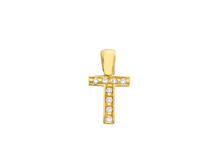 Load image into Gallery viewer, 18K YELLOW GOLD SMALL 10mm 0.4&quot; PENDANT CHARM INITIAL LETTER T, CUBIC ZIRCONIA.
