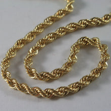 Load image into Gallery viewer, 18K YELLOW GOLD LONG CHAIN NECKLACE 3.5mm BRAID ROPE LINK 80cm 31.5&quot; ITALY MADE.
