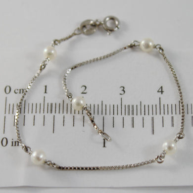 18k white gold bracelet 7.1 inches white mini 4 mm pearls venetian made in Italy.